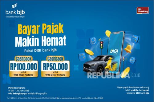 Bank bjb Tawarkan Cashback hingga Rp100 Ribu untuk Pembayaran Pajak Lewat Aplikasi DIGI