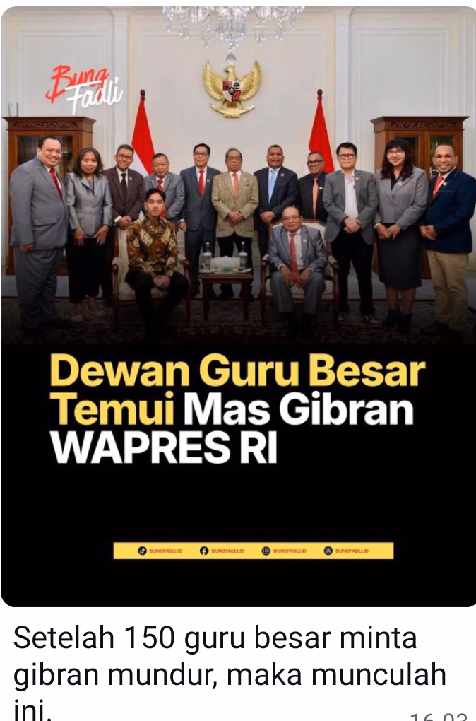 Fakta atau Hoaks: Pertemuan Gibran dengan Dewan Guru Besar Usai Desakan Mundur?