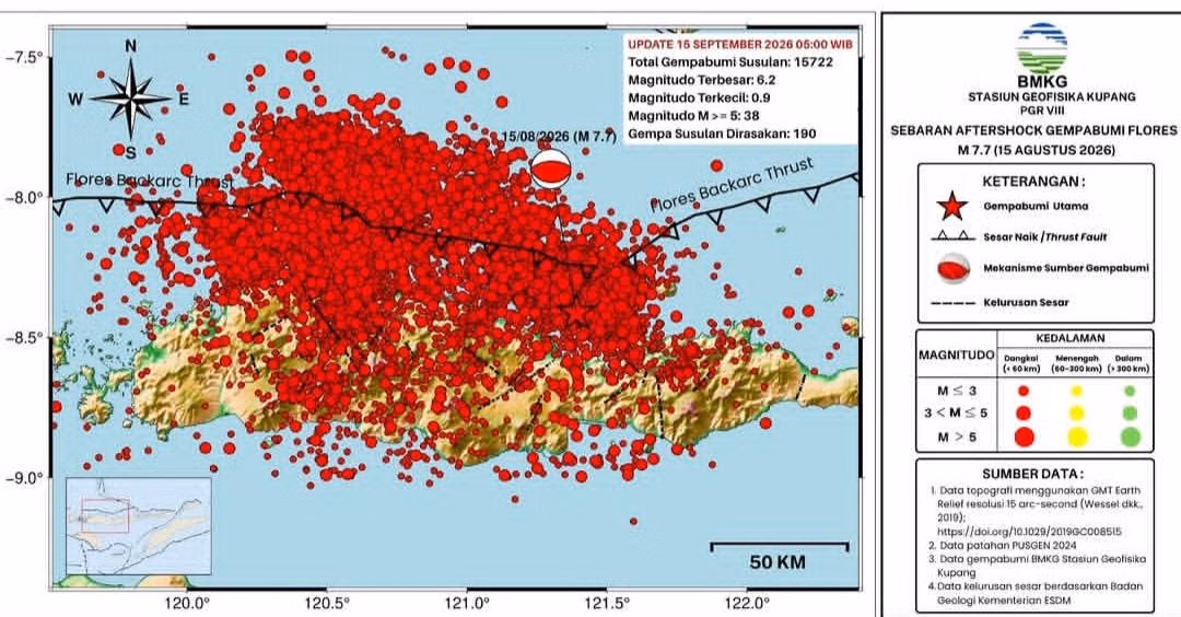 Rangkaian Gempa Besar Mengguncang Indonesia dalam Sebulan Terakhir