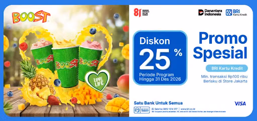 Nikmati Kesegaran Jus Buah di Boost dengan Diskon 25% Menggunakan BRI Kartu Kredit